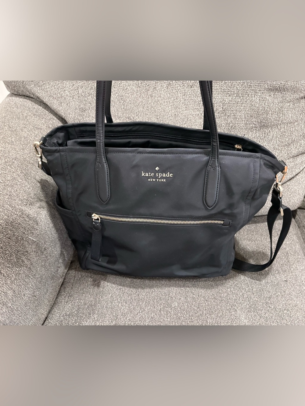 kate spade black nylon diaper bag